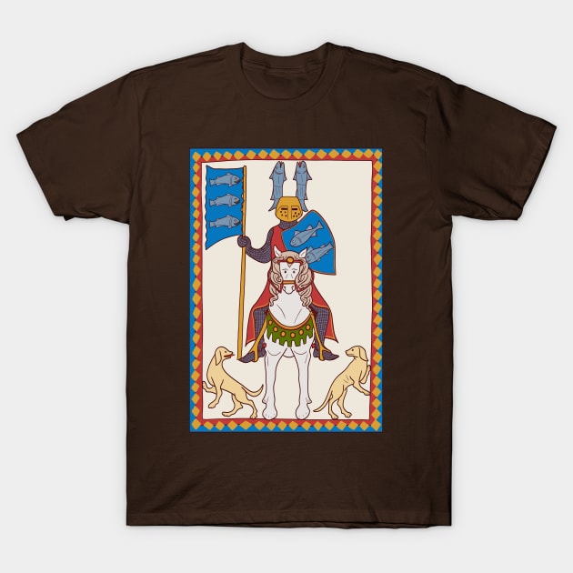 Cute Medieval Fish Knight illustration T-Shirt by MariOyama